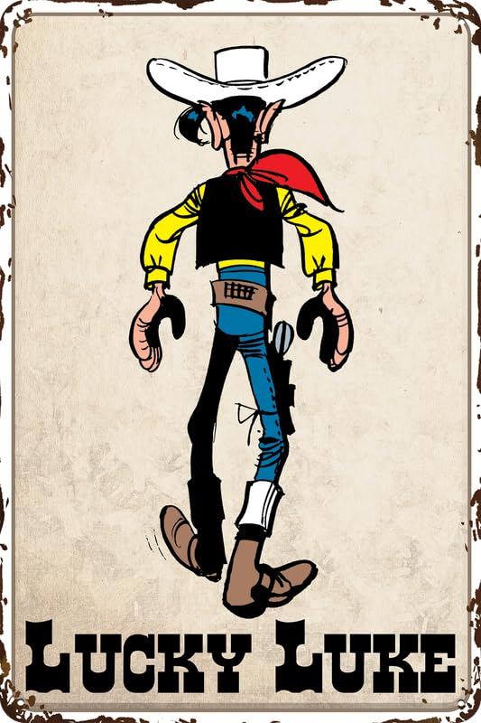 LUCKY LUKE Blechschild Comic Serie Fans – Western, Cowboy, Wild West Deko Schild, humorvolle Abenteuer 14 x 20 cm