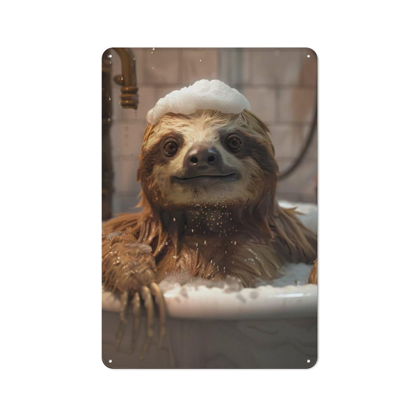 Junmoney Style-19 Cottage Style Sloth In Bathtub With Bubbles Country Metal Sign 30X20cm, Farmhouse Wall Decor For Farmhouse Kitchen, Pantry Or Dining Area