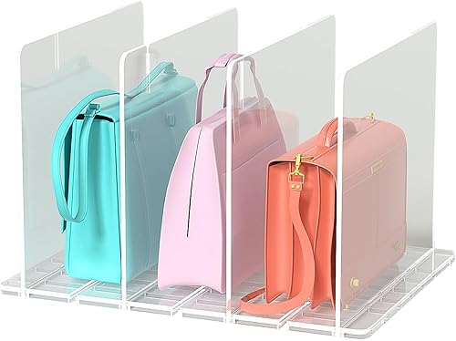 Organizador de bolso para armario, divisor de estante ajustable para armario, organizadores de monederos transparentes para armario, estantería,