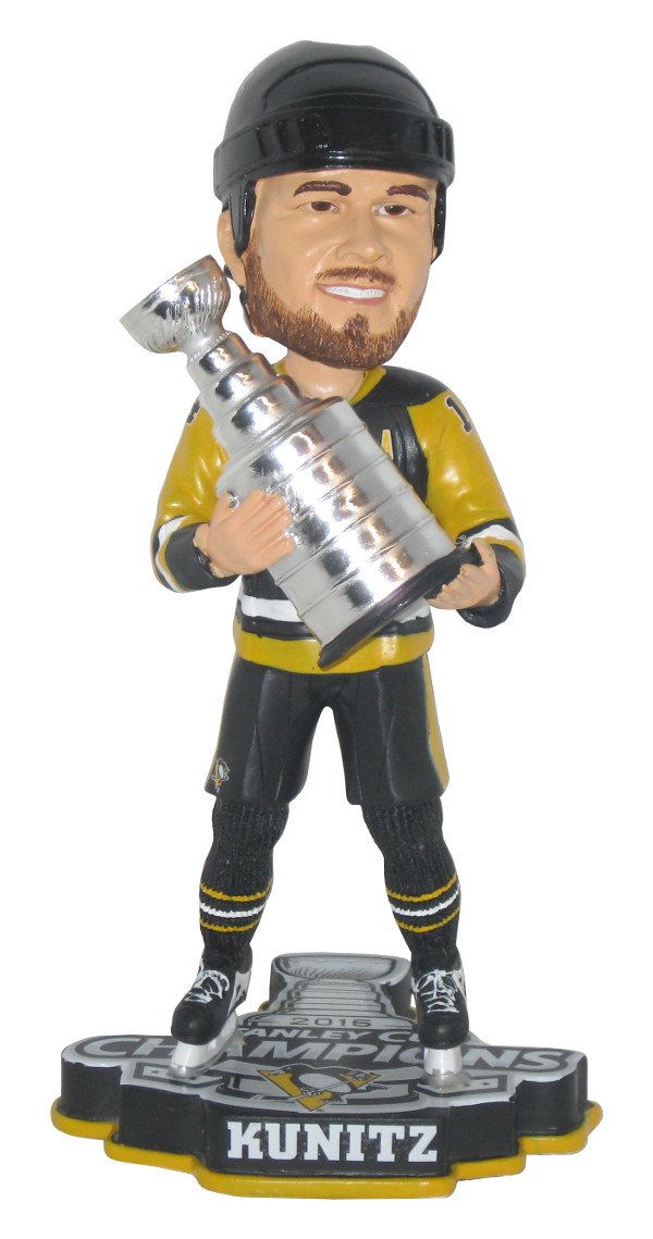 FOCO NHL Pittsburgh Penguins Kunitz C. #14 2016 Stanley Cup Champions Bobble Sports Fan Home Decor, Black, 8''
