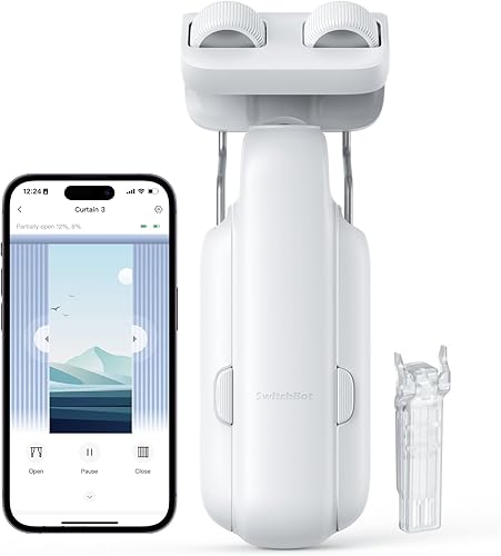 SwitchBot - Abrecortinas automático con control remoto Bluetooth y aplicación/temporizador, motor de alto rendimiento mejorado, funciona con con