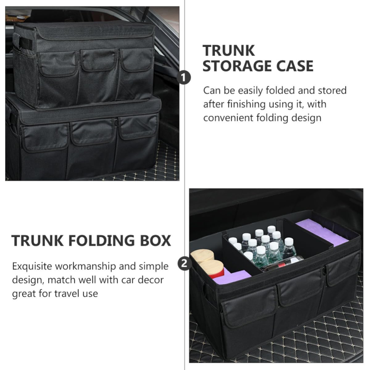 DECHOUS Car Trunk Storage Box Organizzatore per Bagagliaio Auto Pieghevole Oxford Nero, Grande Capacità, per Uso Domestico e Bagagliaio Auto