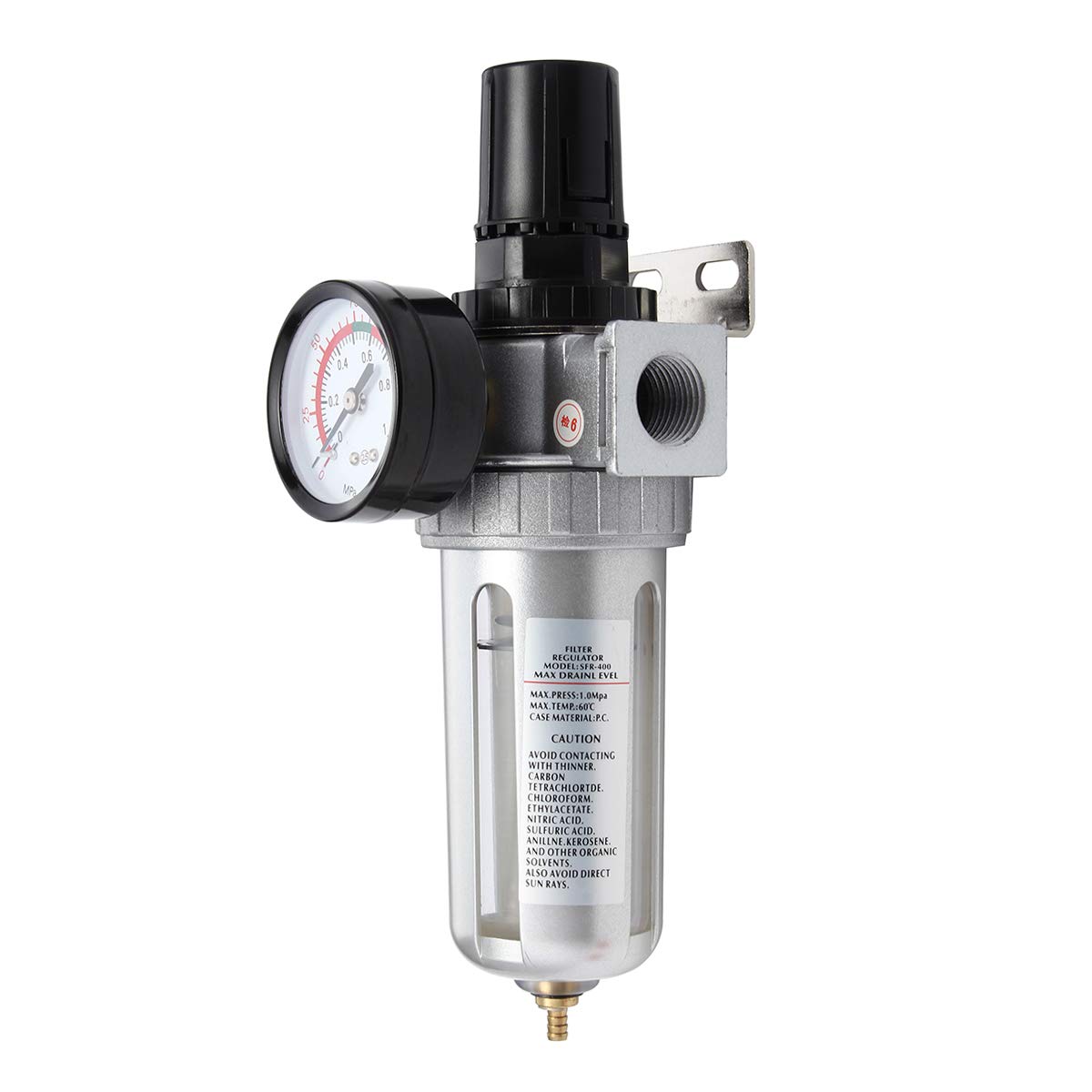 1/2 "Regolatore Compressore Aria Mid Flow E Combo Filtro con Manometro Scarico Manuale 150Psi