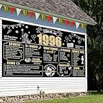 Large 30th Birthday Banner Backdrop Decorations for Men Women, Black Gold Back in 1996 Happy 30 Bday Sign Party Supplies, Thirty Birthday Photo Background Decor for Outdoor Indoor - Image 3