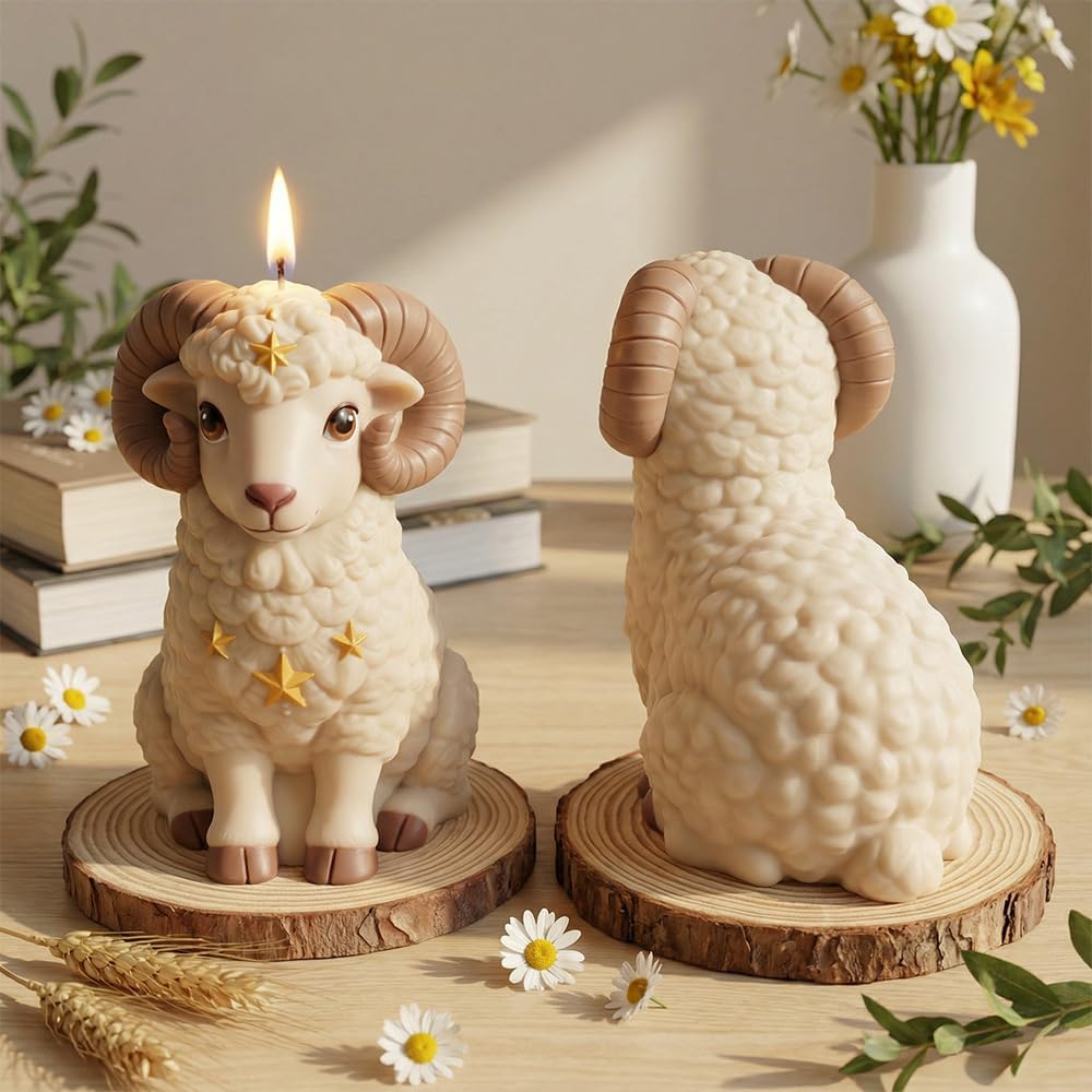 Highland Cow & Lamb Silicone Molds Set - 3D Animal Candle Molds for Resin, Soap, DIY Epoxy Casting, Clay Craft, Concrete, Car Freshies, Home Decor & Gifts