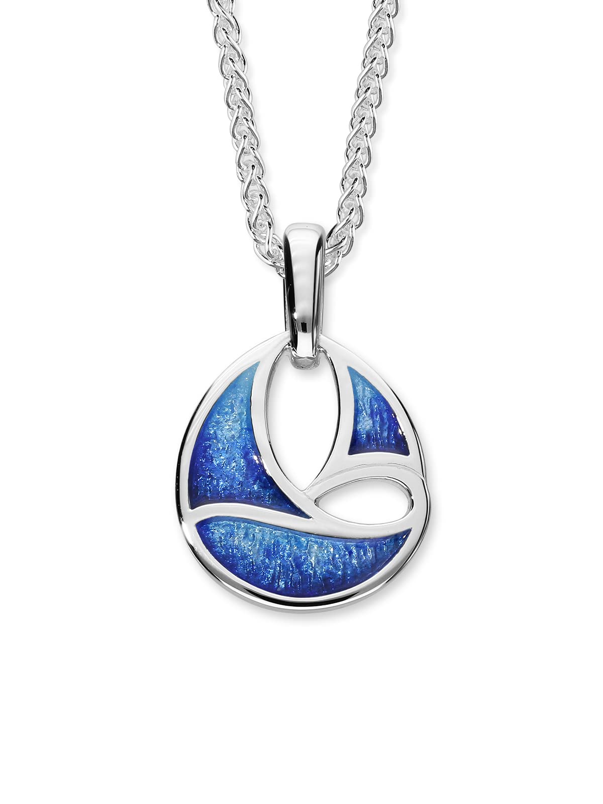 ORTAK 925 Sterling Silver Handmade Dainty Pendant Necklace Hot Glass Hand Enamel In Oasis Colourways High Polished Sailaway Design Scottish Fine Jewellery Made In Scotland