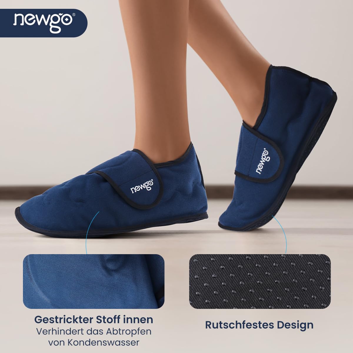 NEWGO 1 paio di scarpe refrigeranti per chemioterapia, suola antiscivolo, calze refrigeranti per terapia termica e fredda, calze per ghiaccio, reumatismi, gotta