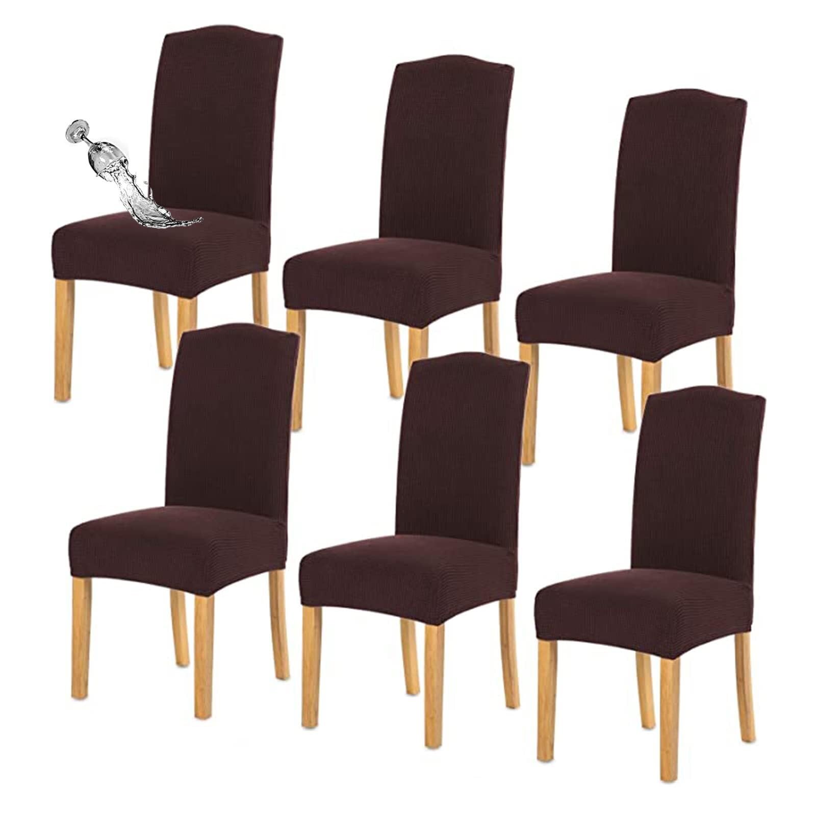 NMVAWIPT Waterproof Dining Chair Covers With Elastic Hem, Stretch Removable Washable Seats Slipcovers(#7,6pcs)