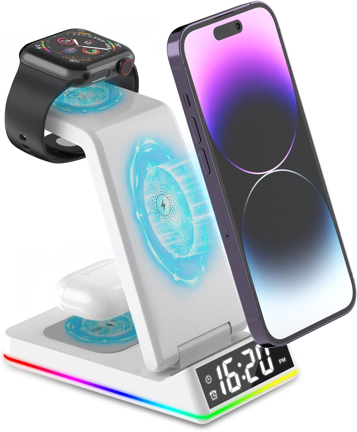 3 in 1 Wireless Charging Station, Wireless Charger QiCertified with