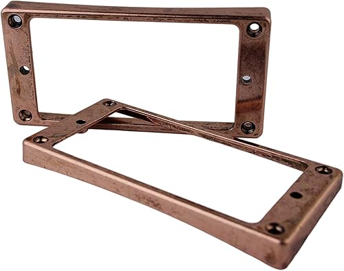 Miniatura 20 de Guyker Juego de anillos de montaje Humbucker de metal con parte inferior curvada – Reemplazo de marco de cubierta de pastillas para puente y cuello