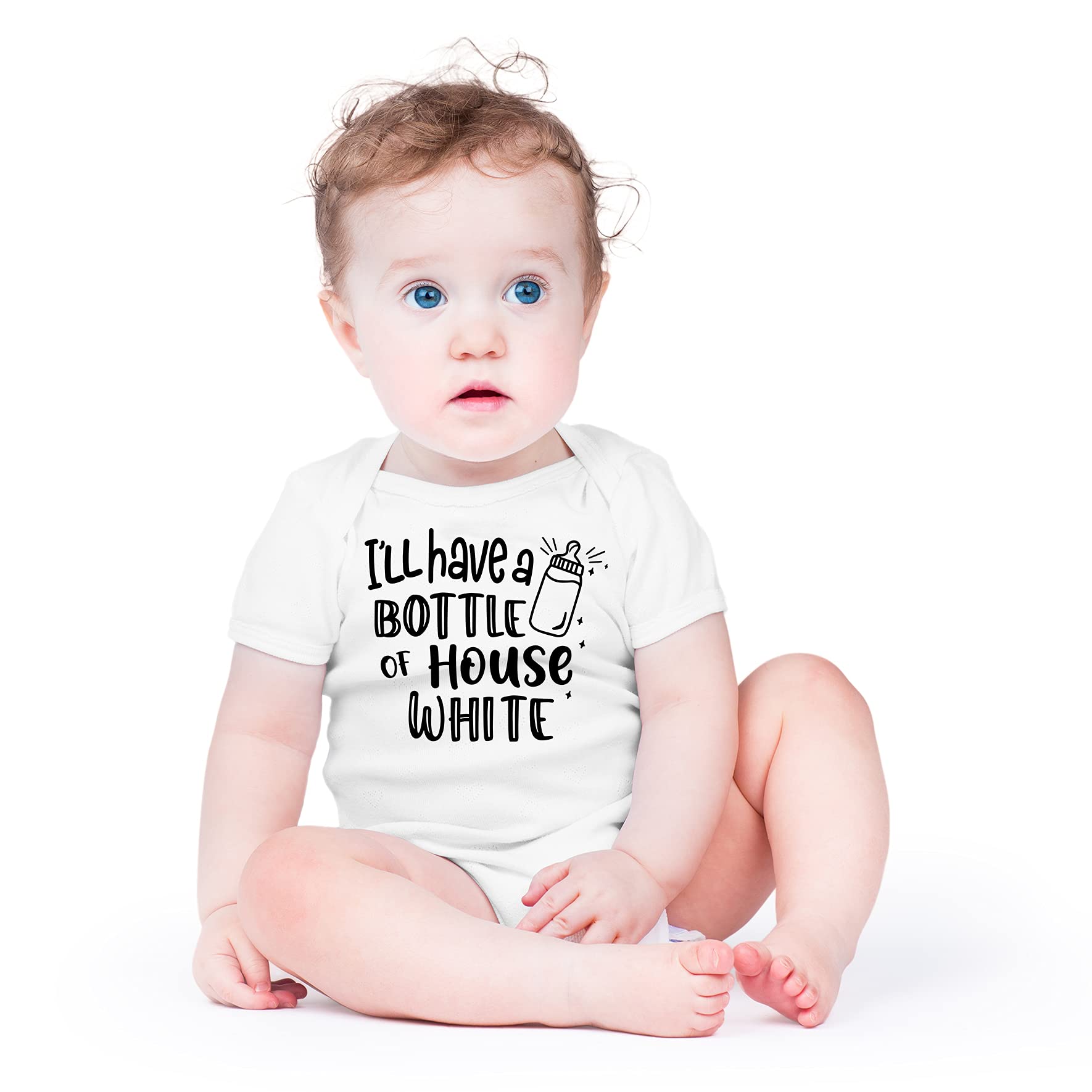 AW Fashions I'll Have A Bottle Of The House White Baby Bodysuit Funny Adorable Infant Clothing Boys Girls (6 Months, White)