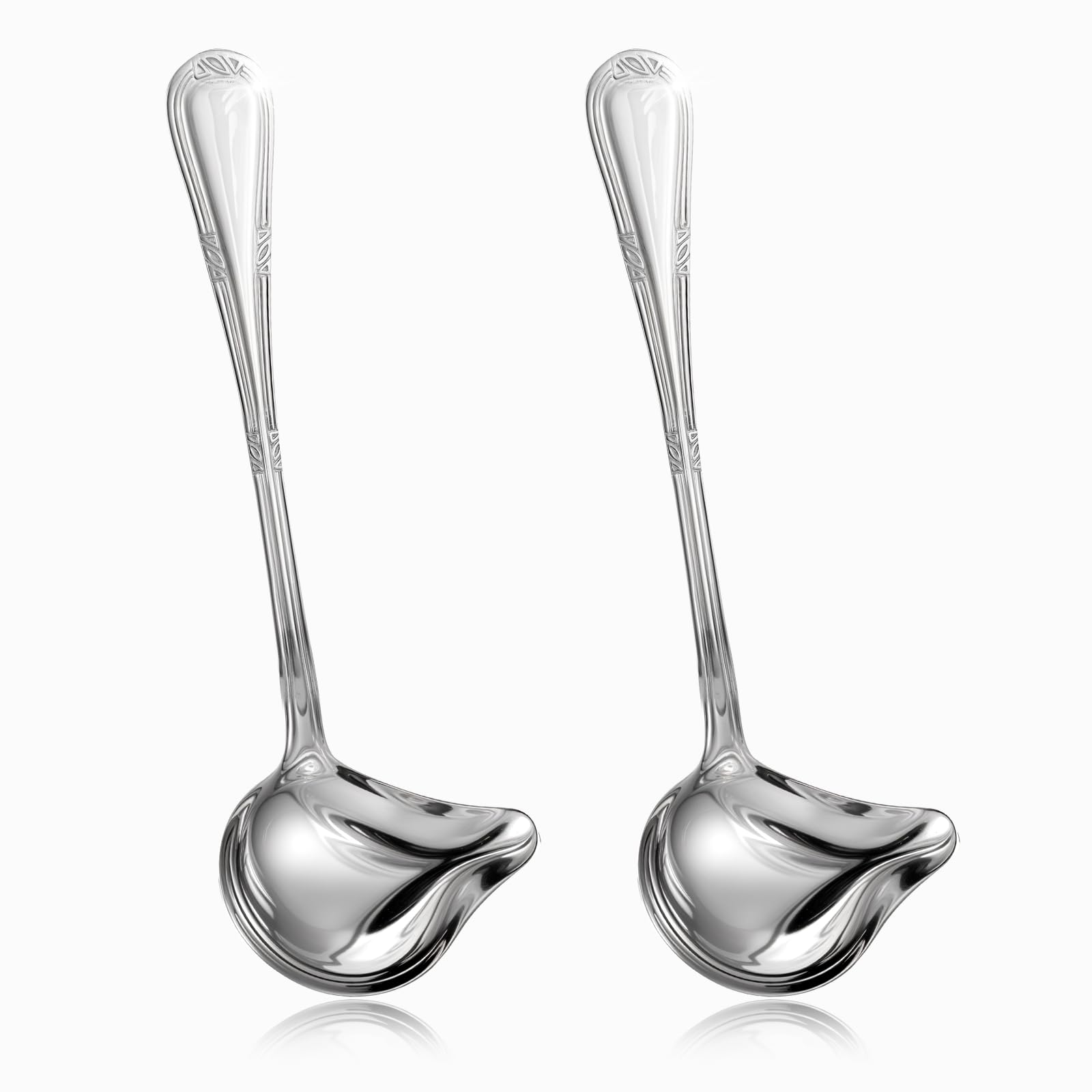 2 Pcs Small Ladle Spoon, Small Ladles for Serving Sauce Gravy Ladle with Pour Spout Stainless Steel Gravy Ladles Sauce Drizzle Soup Spoon for Spooning Gravies and Sauces Dressings, 8 Inch