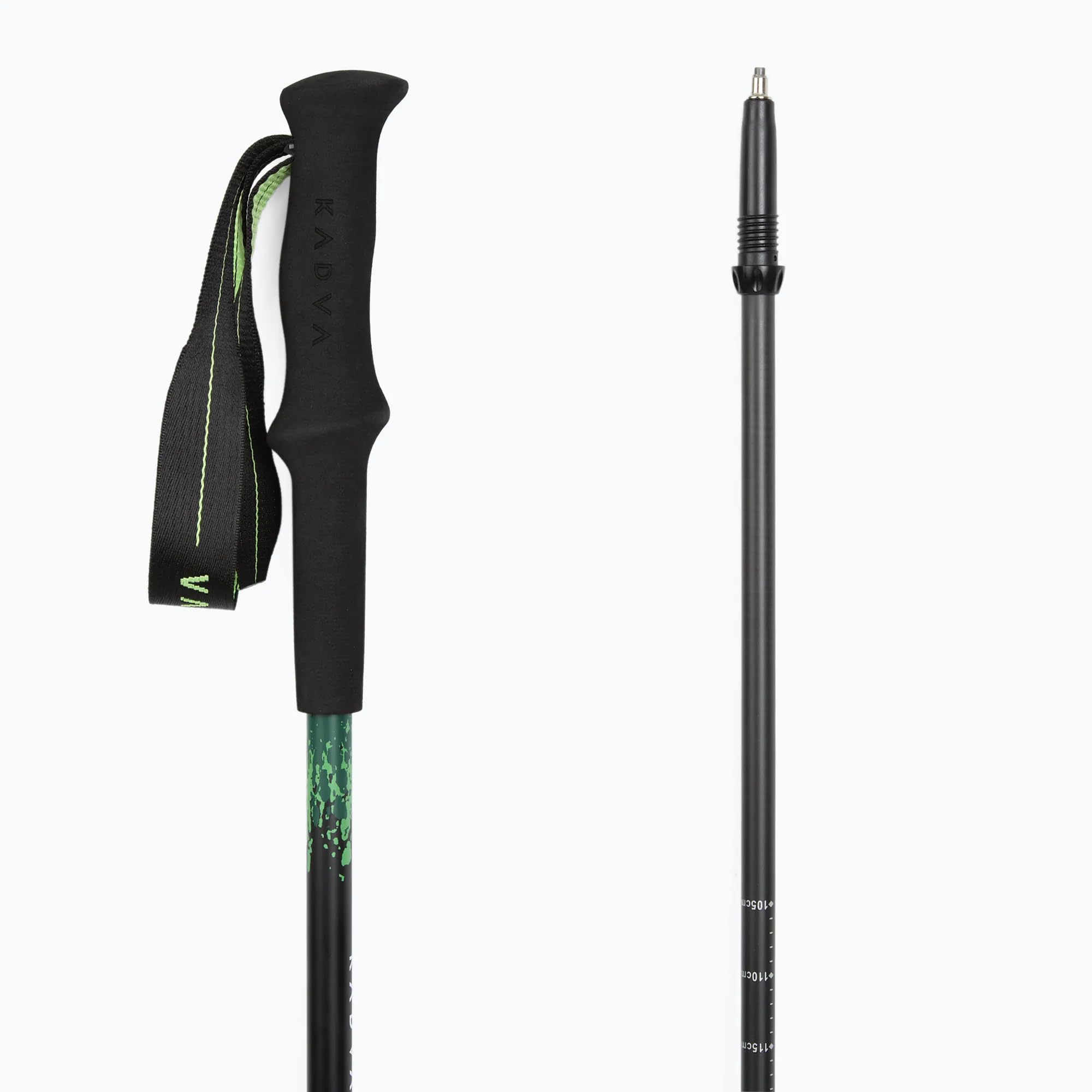KADVA Torre Wanderstöcke Carbon verstellbar faltbar Trekkingstöcke Grün | Teleskop-Stöcke mit Quick-Lock, 65–135 cm, EVA-Schaumgriff & austauschbaren Tellern – nur ca. 200 g je Stock, für Bergtouren