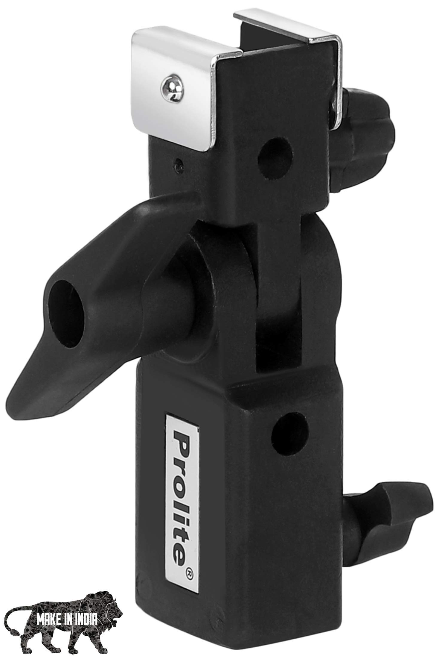 Prolite Heavy-Duty Metal U Clamp Pro with Shoe Mount and Umbrella Holder Slot | Flash Holder | for Speedlite, LED Video Light | Photography & Videography