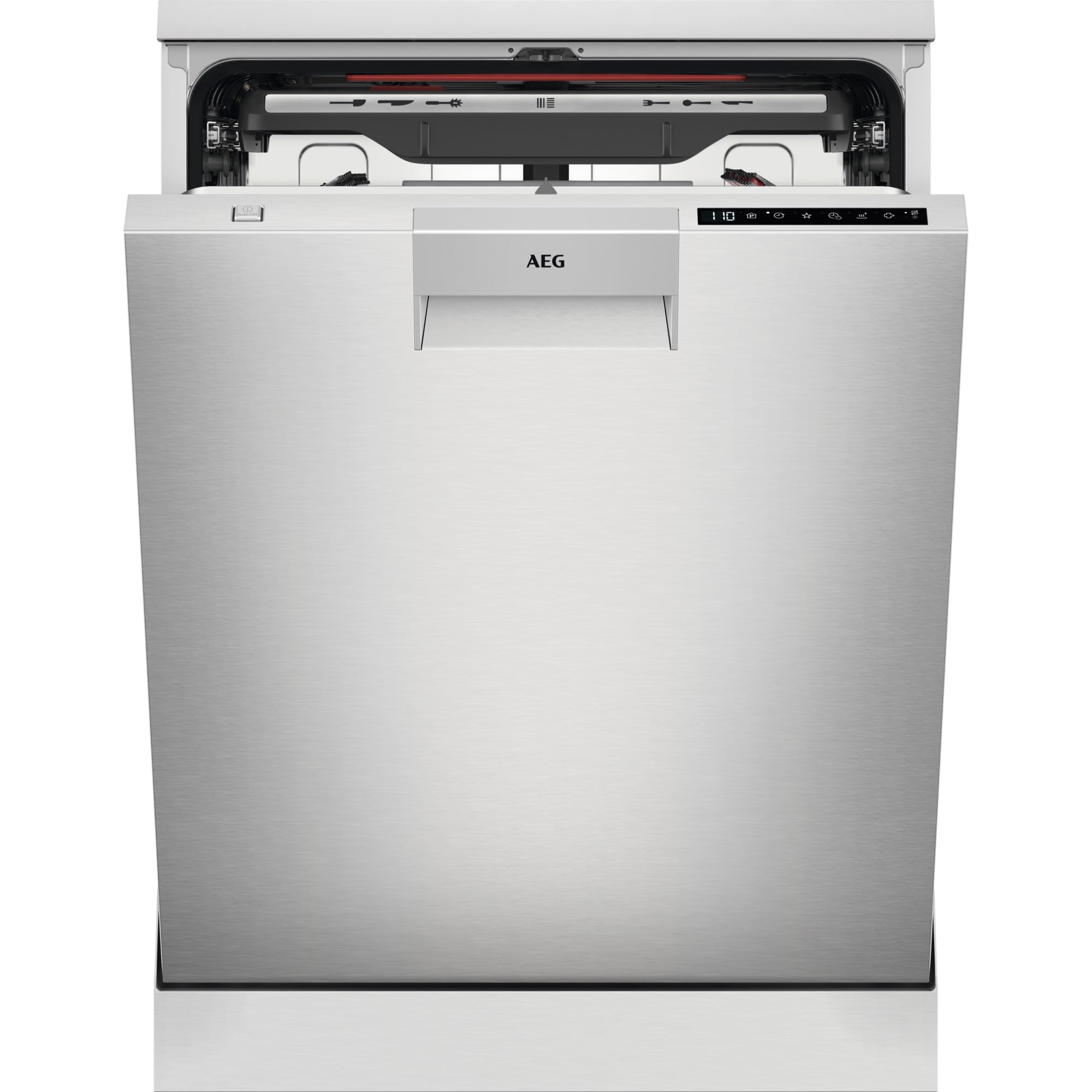 AEG Lavavajillas de Libre Instalación FFB76717PM, 60 cm, 14 Cubiertos, Sistema AirDry, Display Digital XL, Cavidad XXL, Función Extrahigiene, Softspikes, Motor Inverter, 44 dB(A), Inox