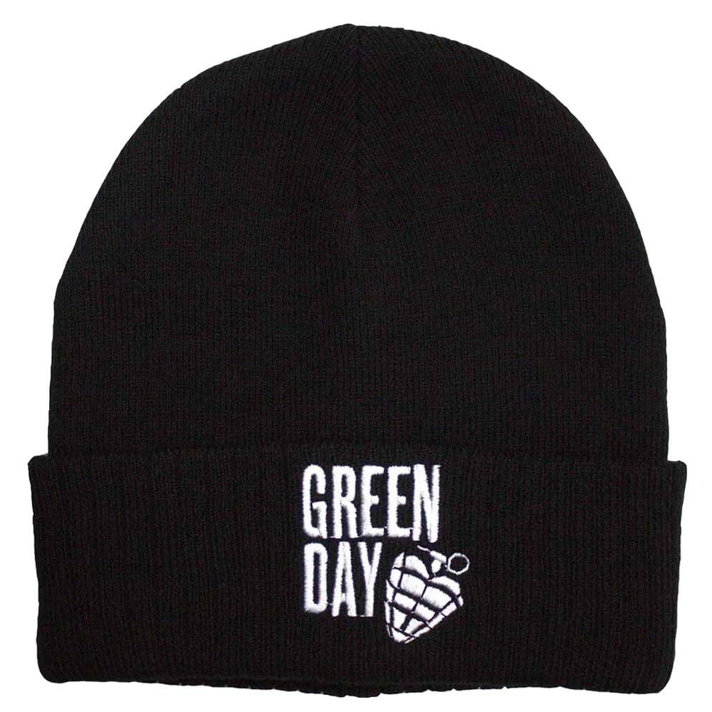 Rock Off Officially Licensed Products Green Day Stacked Logo and Grenade Beanie Hat One Size