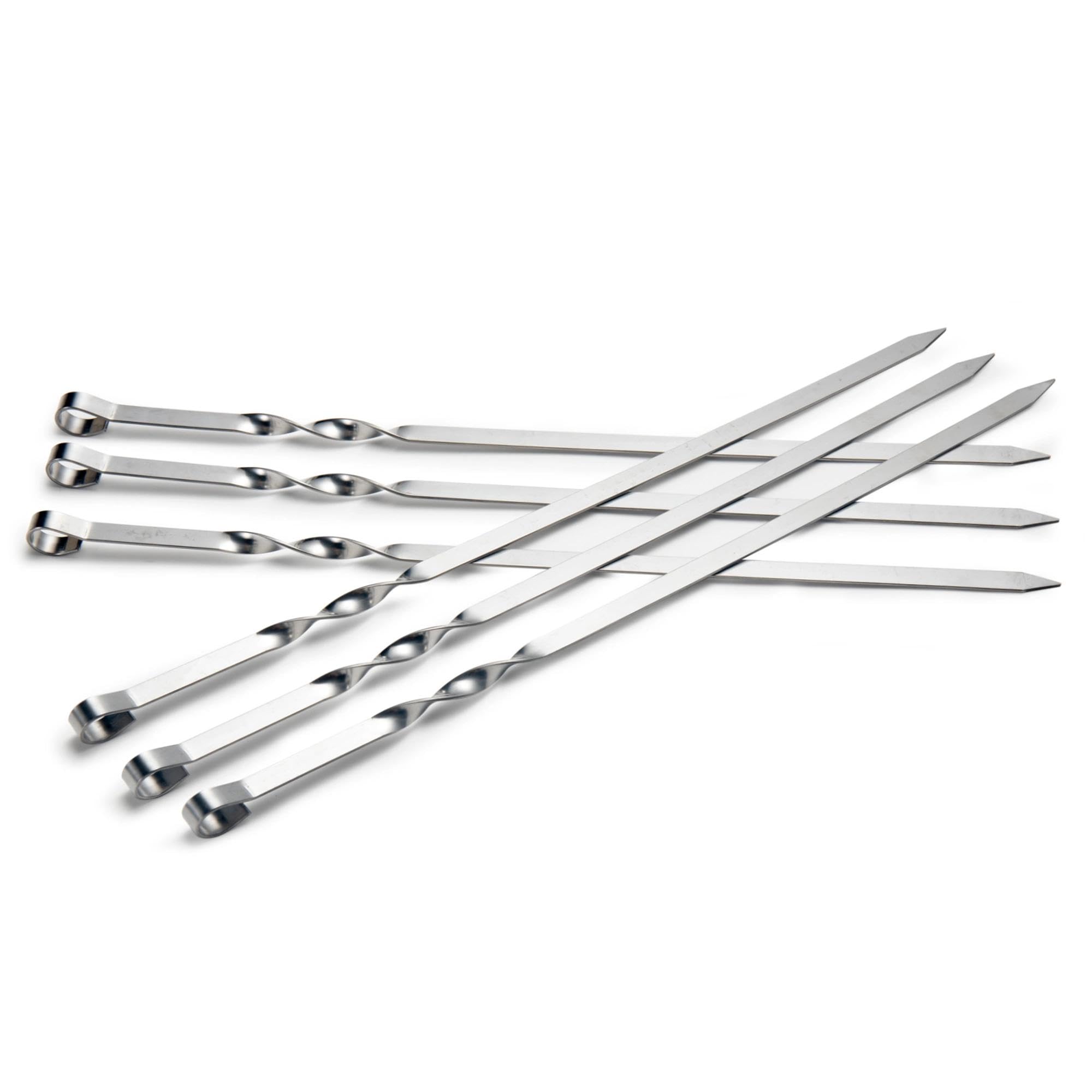 IMEEA Brochetas de acero inoxidable extra largas, 55 cm de ancho, hoja plana, de metal, para barbacoa, barbacoa, brochetas anchas, reutilizables para parrilla, juego de 6