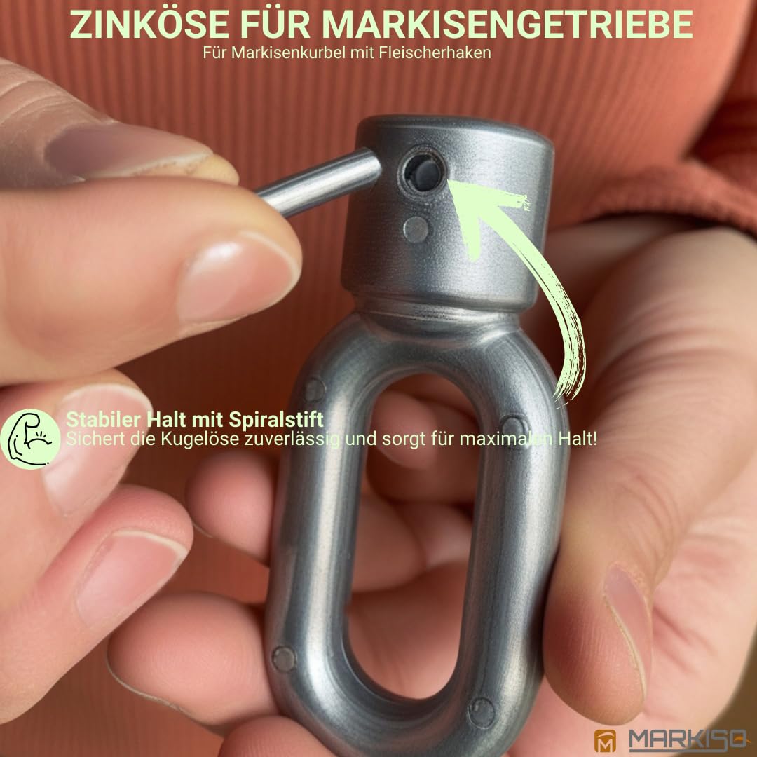 Stahl Markisenöse Kurbelöse, Öse für Markise, 10 mm Bohrung, Grau, Zink Garten