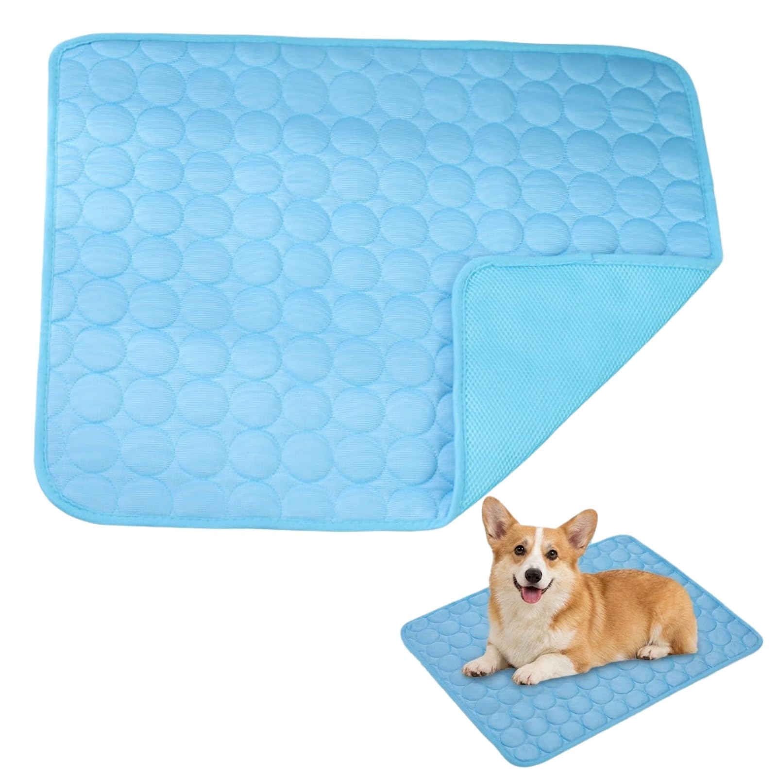 The Dog Hub Arctic Cooling Dog Mat, Dog Cooling Mat, Ice Silk Self-Cooling Pad for Large Medium Small Dogs and Cats, Washable & Portable Pet Cooling Blanket for Summer (Blue,S -50X40cm)