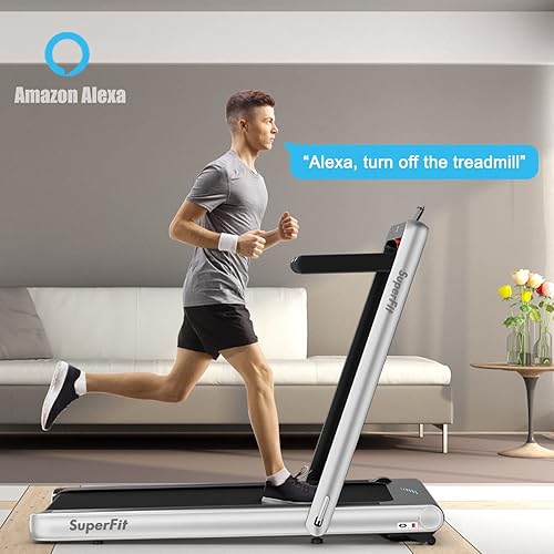 Miniatura 9 de GYMAX Caminadora plegable para debajo del escritorio, 4.75 HP 2 en 1 con control de frecuencia cardíaca, control de aplicación, pantalla táctil LED