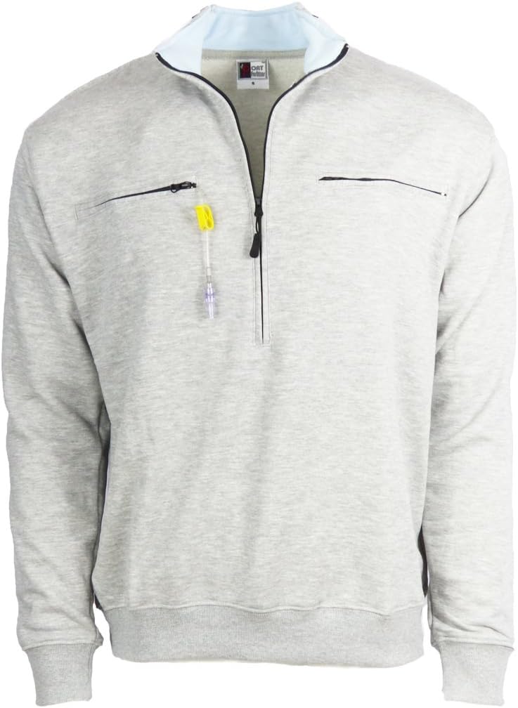 Men's Easy Port Access Chemo Pullover in French Tarry - Best Gift for Cancer Patients - Image 4