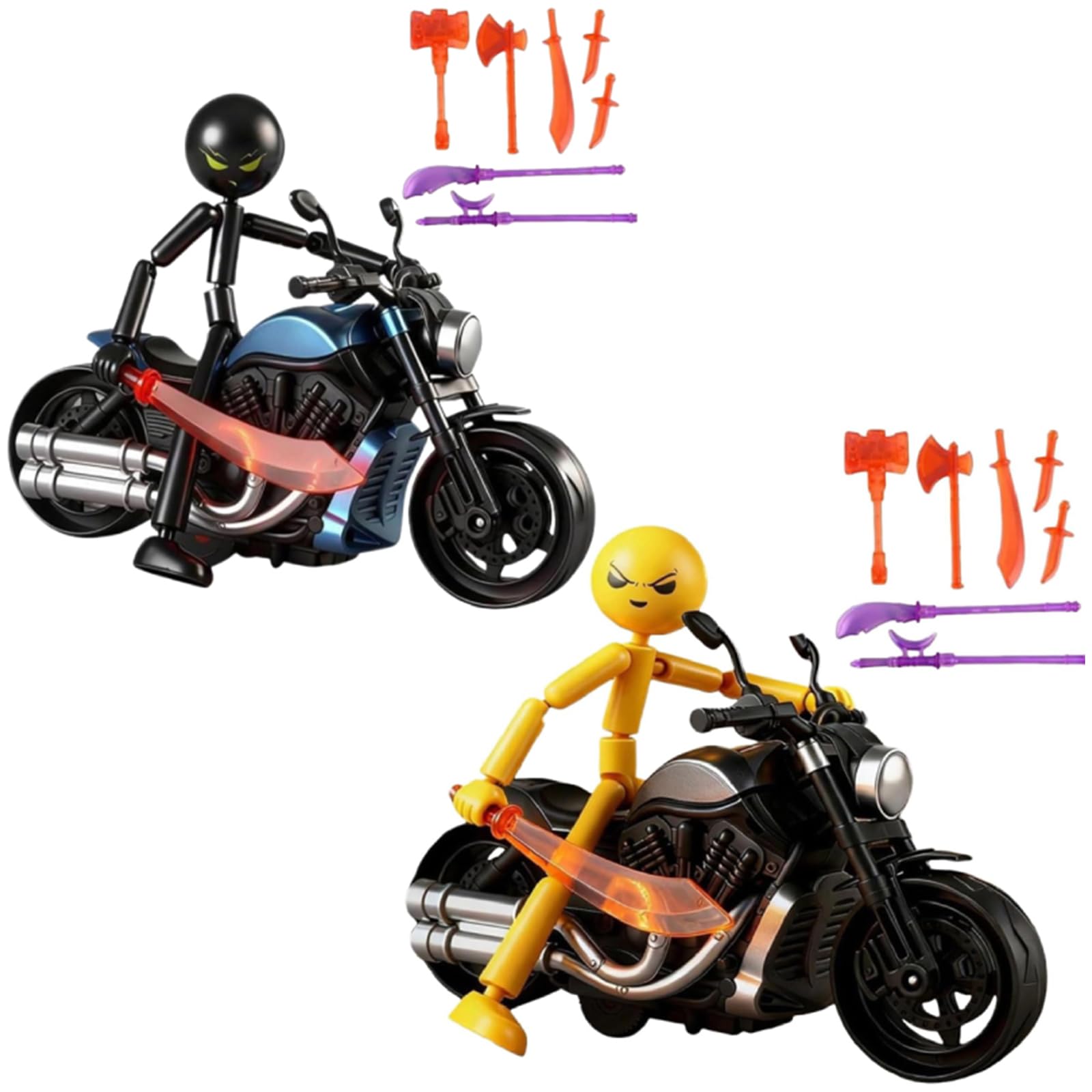 HTU Collectable Posable Stickman Invincible Action Figures Set, Multi-jointed Stickman Collectable Action Figure Set, Movable Stickmans Actions Figures-A + C 2PCS