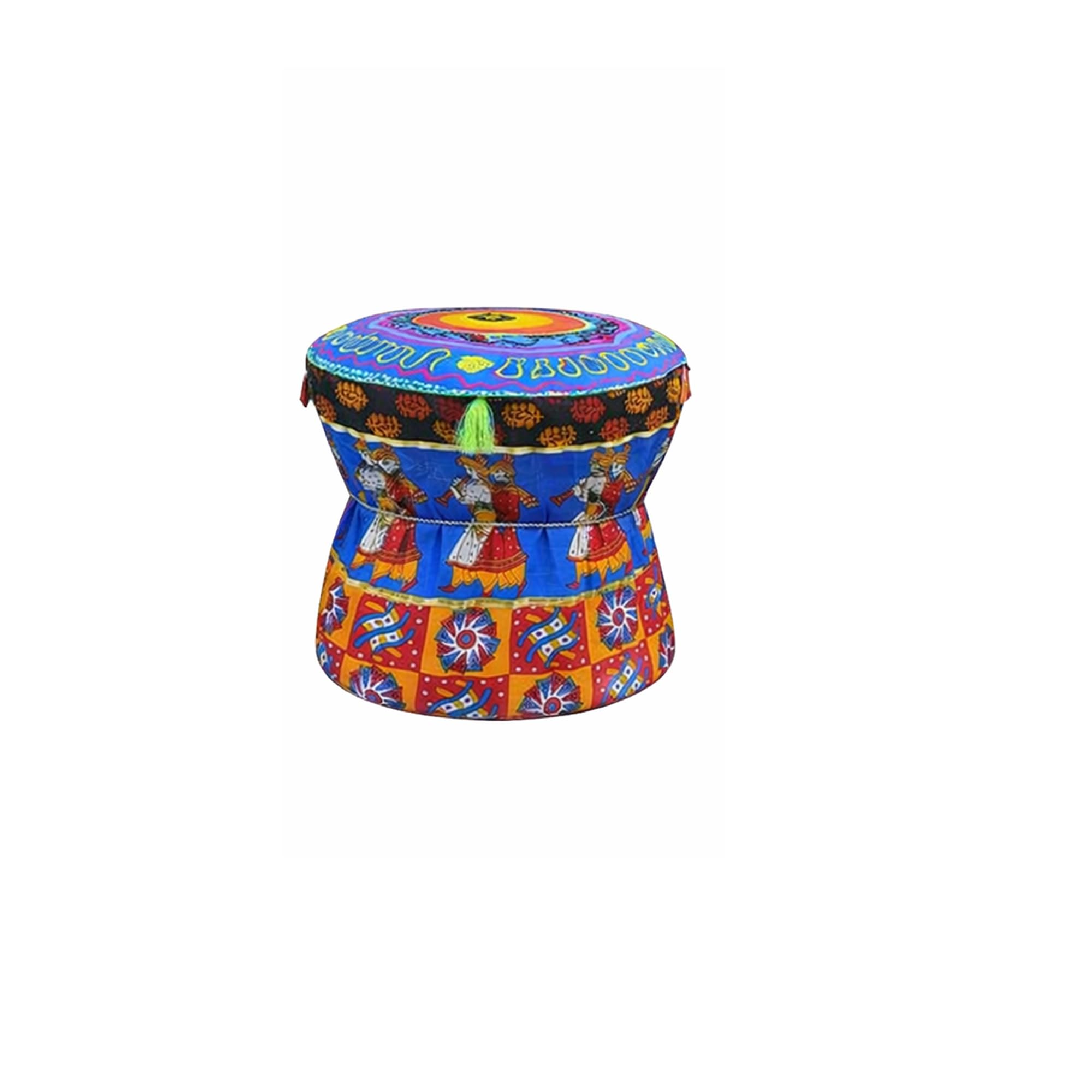 Blue Embroidery Muda Cover, Pungi Design Muddy Stool Ottoman Pouffes Patio Chair Footstools Cover, Wedding Engagment Decoration Muda, 1 Piece (Only Cover)-image-21