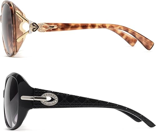 Miniatura 3 de JM Gafas de sol de lectura bifocales clásicas para mujer, protección UV, color tortuga y negro +3.5