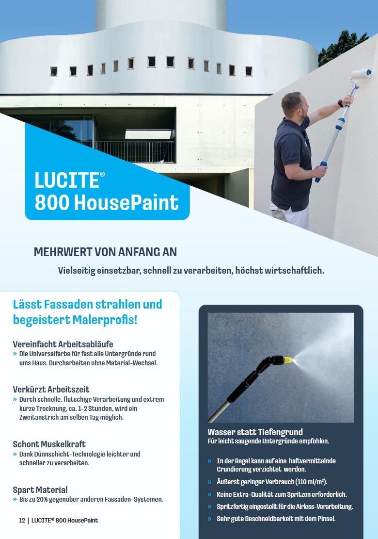 LUCITE House-Paint 12L Universal Fassadenfarbe, weiss, seidenmatt