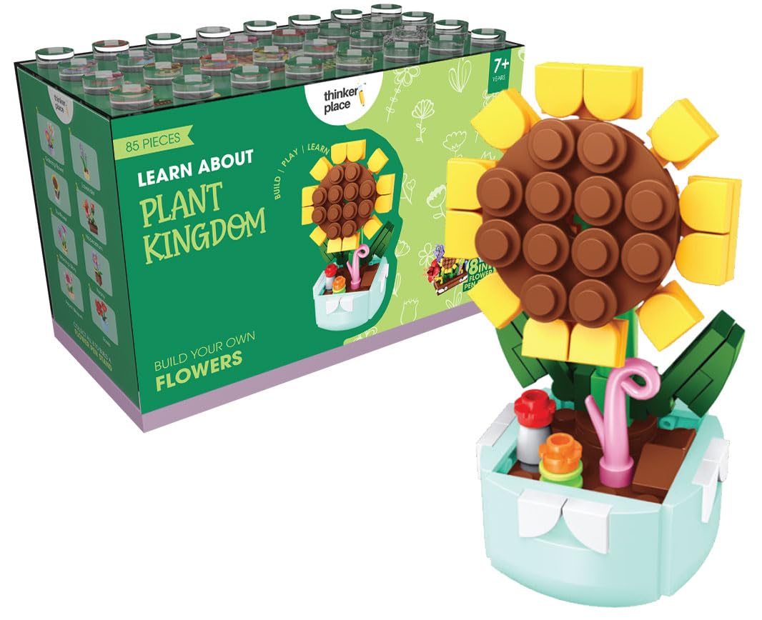 ThinkerPlace 8-in-1 Flowers Sunflower (85 Pieces) | Learn About Plant Kingdom | Building Block Set for Kids Age 6+ | STEM Educational Toy | Build, Collect & Create Flower Pen Stand-picture-23