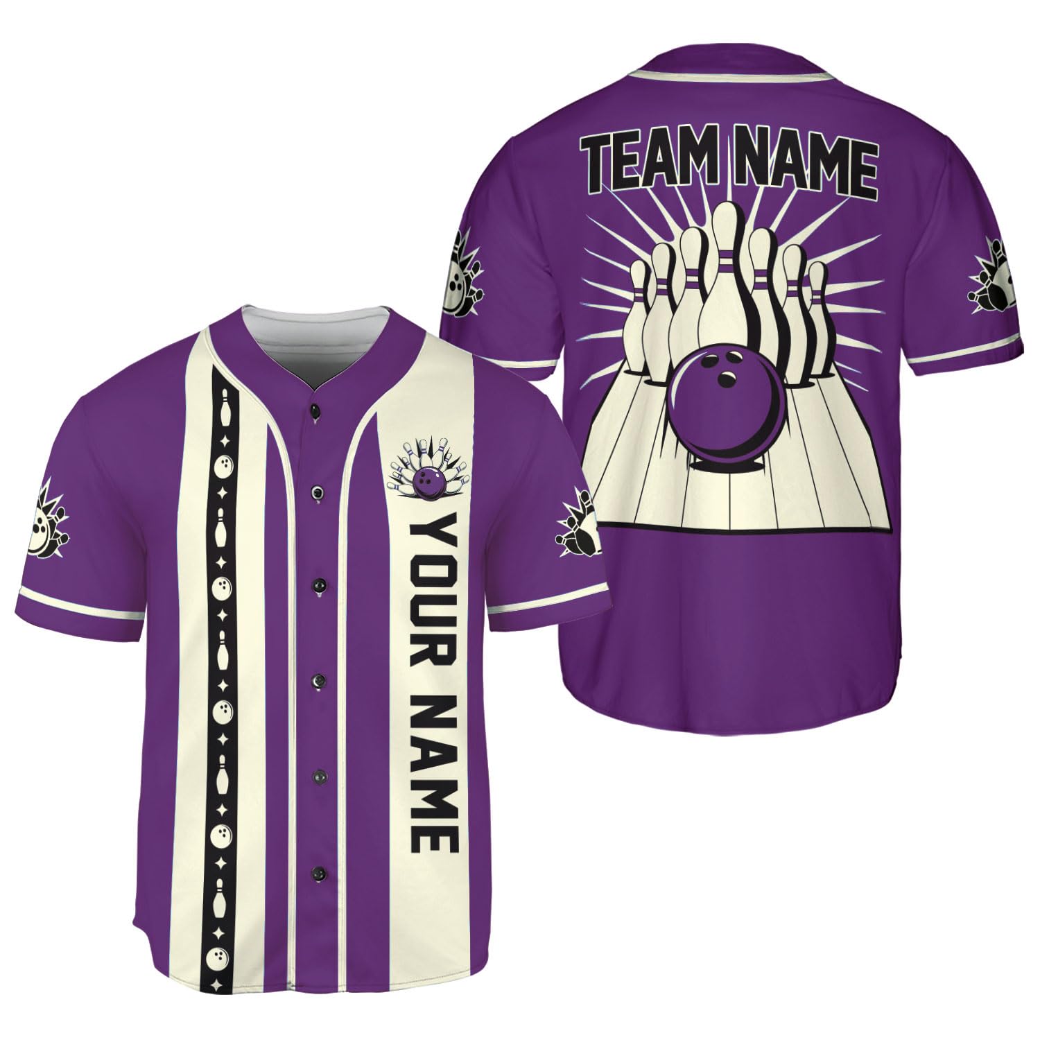 LigtHuy Personalized Bowling Baseball Jersey, Custom Name & Team Bowling Shirt, Uniform for Bowling Team, Bowling Lover (US, Alpha, Small, 5X-Large, Regular, Regular, Multi 21)