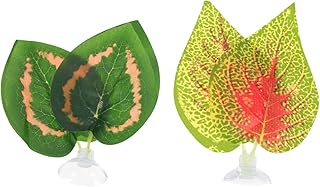 Mipcase 2 Peças Rastejantes Para Animais De Estimação Paisagismo Folhas Decorações De Vidro Decoração Verde Plantas Artificiais Decoração De Tanque Betta Rede De Folha Peixe Betta Cama De