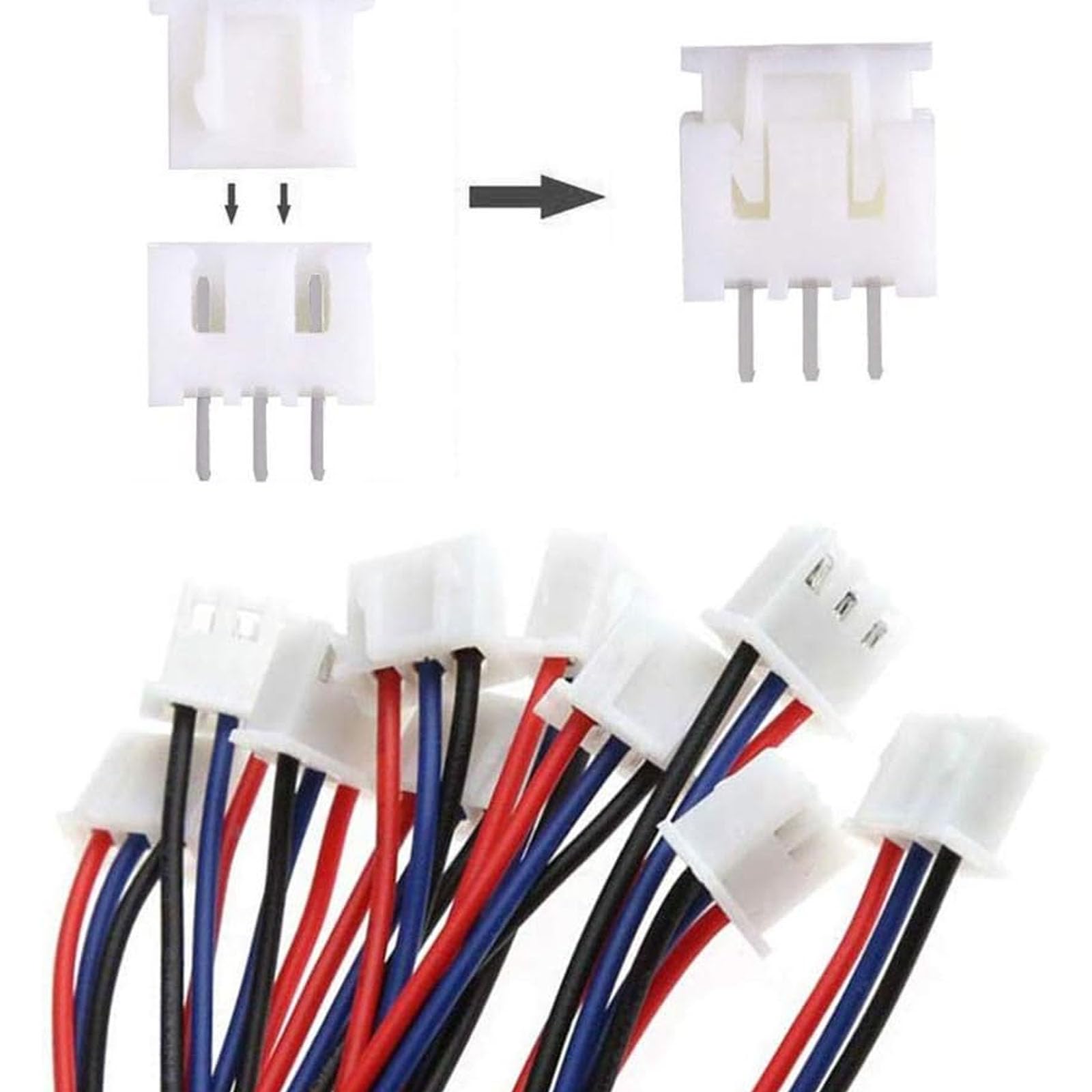 JST Connector Kit, JST-XH, 2.54 mm Pitch Female Pin Header, Adapter Cable Plug, Male and Male (2/3/4/5/6 Pin) Pack of 230 - Image 2