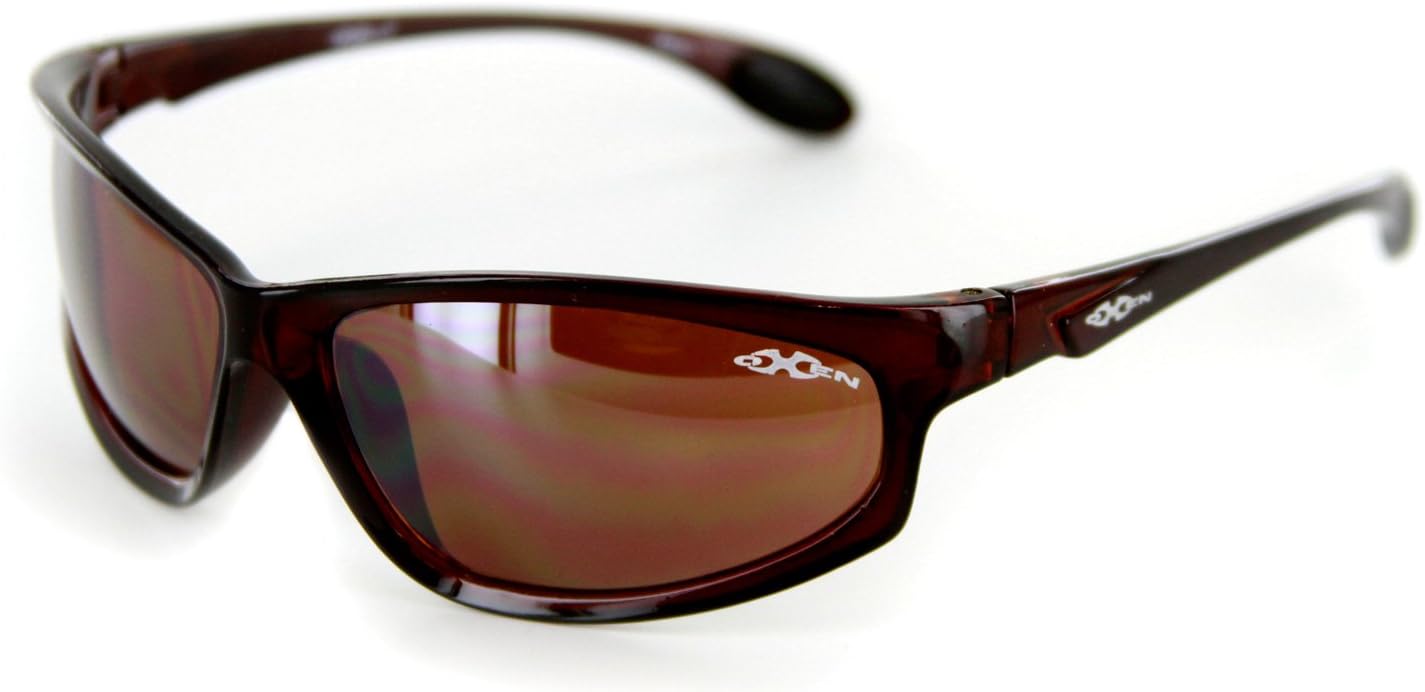 Oxen 81108 Fashion Sunglasses with Wrap-Around Frames for Men and Women Who Need Protection From the Sun While Boating, Playing Sports, Working, or Relaxing Outdoors (Brown w/Amber Lens)