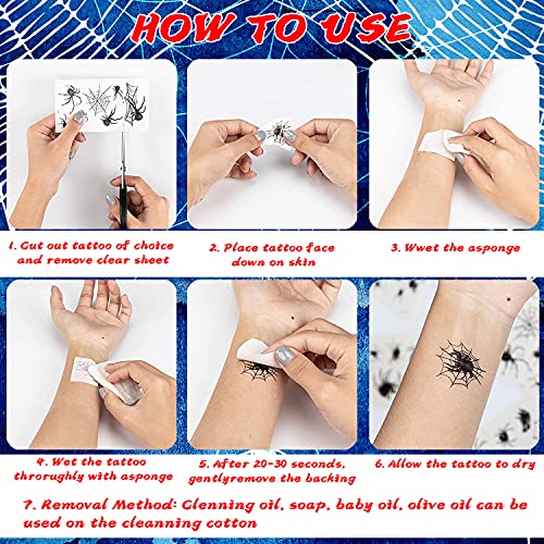 20 Sheets Halloween Face Tattoos, Spider Web Temporary Tattoos, Halloween Temporary Sticker Costume Makeup Tattoos Kit, Fake Spider Face Decal Fall Tattoo For Body Men Women Shoulder Arm Back Makeup Tattoos Stickers #TOP3