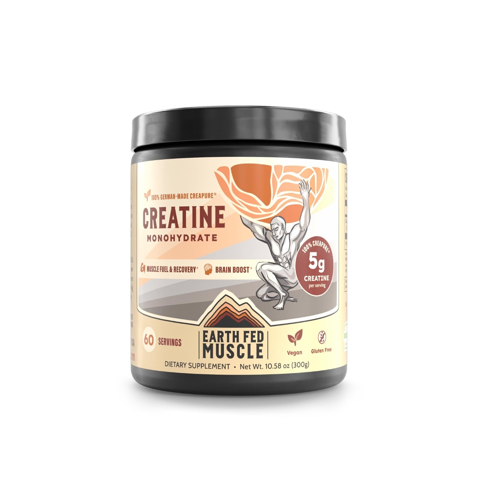Earth Fed Muscle Transcend Creatine Monohydrate Powder – 100% German Creapure Creatine for Women | Muscle Recovery & Building, Energy Production | Unflavored 5g Serving, 60 Servings per Container