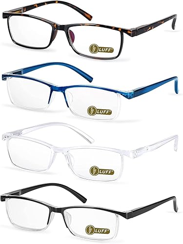 LUFF 4 pares de anteojos de lectura ligeros para computadora