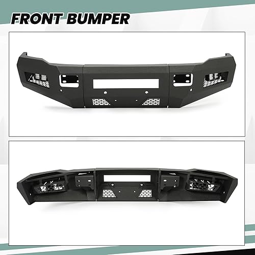 Miniatura 7 de HECASA Parachoques delantero compatible con Dodge Ram 2500 2010-2018 3500 W18 W, luces LED, diseño de malla, mantiene los ganchos de remolque de