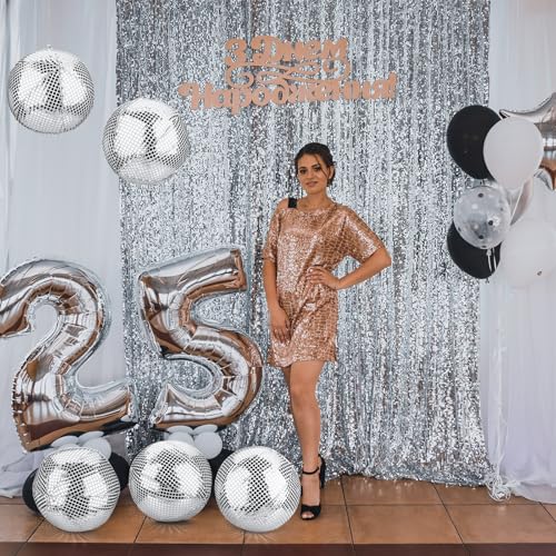 HyDren 4 Set Inflatable Disco Ball with Cover Foldable Hanging Mirror Disco Ornaments for Summer Beach Wedding Birthday Baby Shower Bachelorette Party Indoor Outdoor (12 Inch)