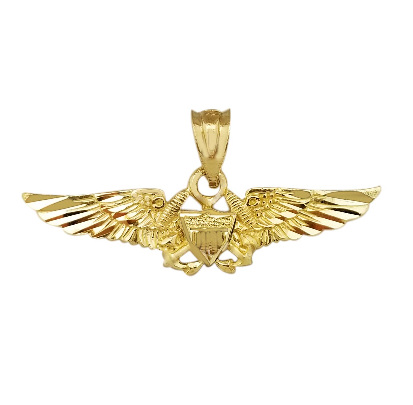 10K Yellow Gold Air Wing Pilot Pendant Aviator Charm