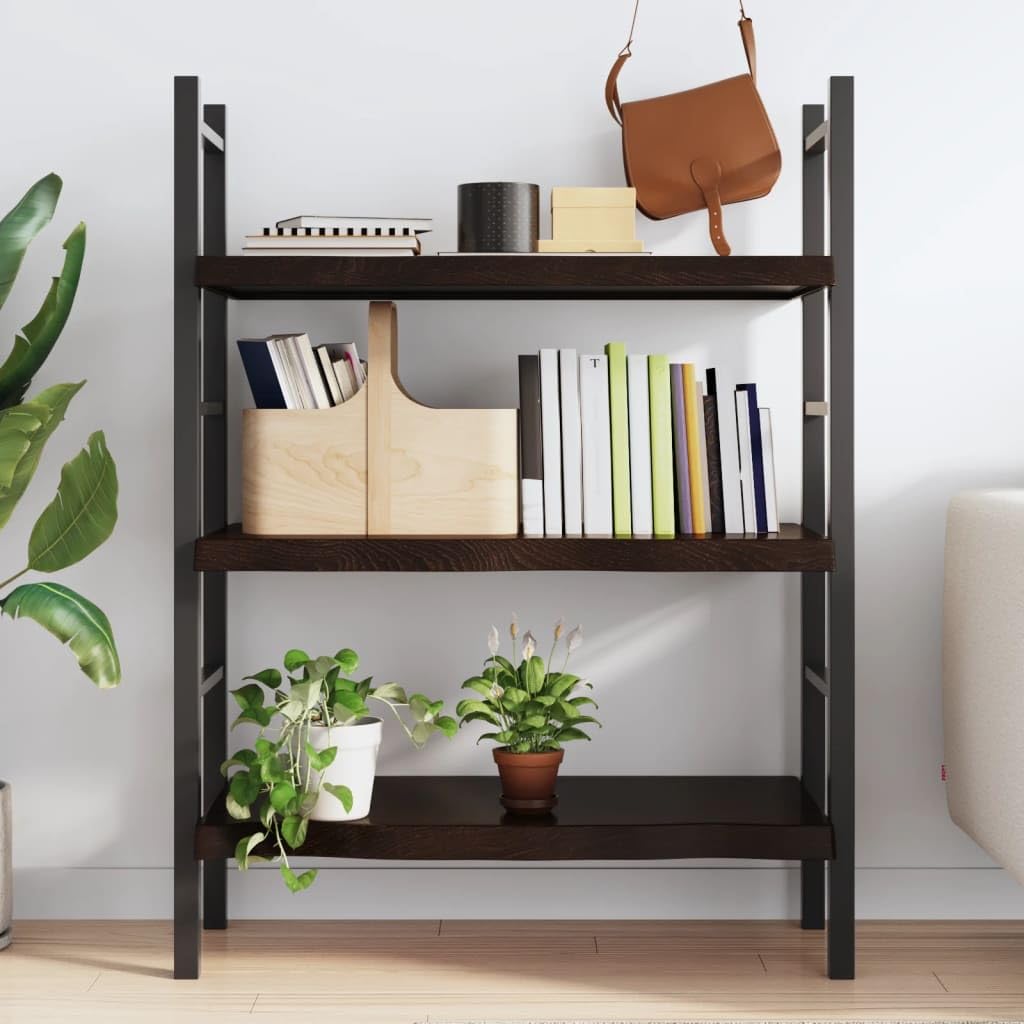 Estante de pared de roble macizo de 100 x 60 cm, color marrón oscuro, con borde natural, soporta hasta 48 kg, rústico, para salón, cocina o baño