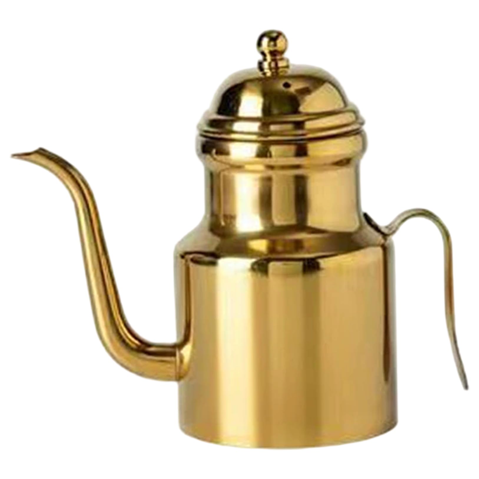 DAGLLGEW Stainless Steel Olive Oil Dispenser 500ml Long Spout Oil Dispenser Leakproof Pouring Pot with Cover for Home Kitchen, Vinegar, Soy Sauce Golden Stainless Steel