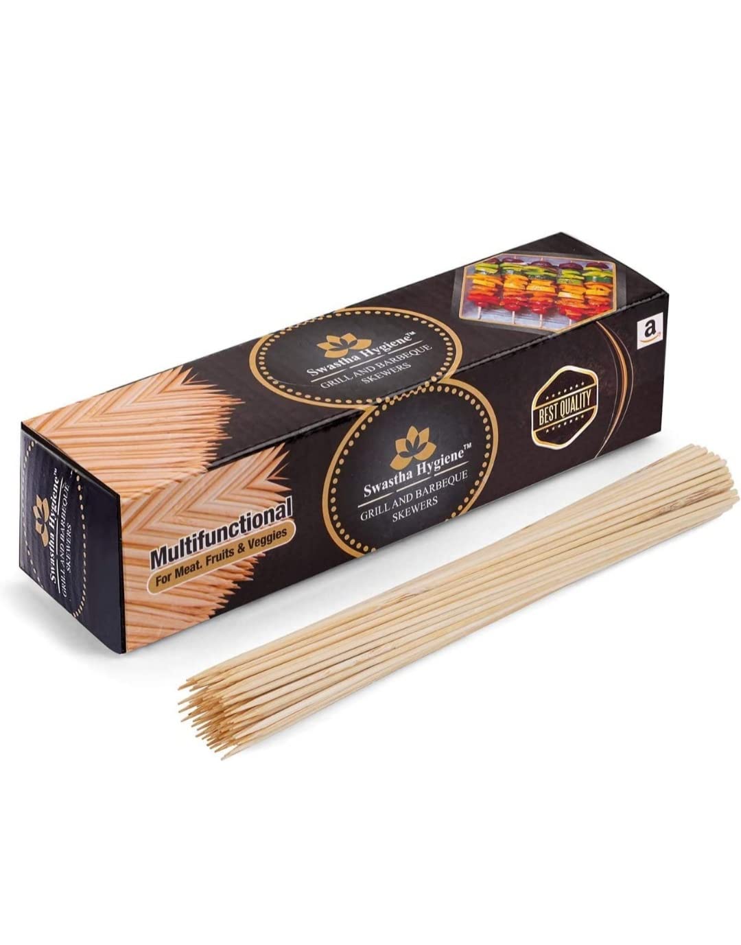 Swastha Hygiene (6 inch - 3mm) 80-100 Bamboo Skewers for Grill | Kabab/Burger/Barbecue Sticks/Potato Sticks (B08HCL44S2) Amazon Price History, Amazon Price Tracker