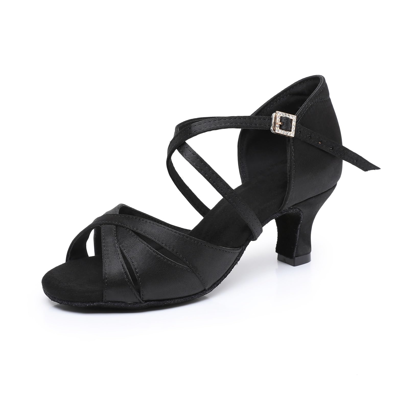 Rosefinch Zapatos de Danza Latina para Mujer Negro Profesional Zapatos de Baile de salón de Fiesta de Salsa de Baile práctica de Rendimiento Zapatos tamaño — view 28