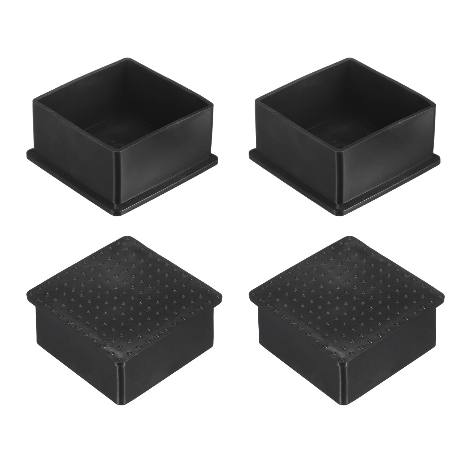 M METERXITY 4-Pack Square Chair Leg Caps, 2.36" (60mm) PVC Chair Leg Floor Protectors for Chairs/Table/Bed, Furniture Feet Covers Cups Non-Slip End Tips