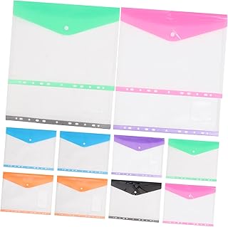 CRAFTHROU 12 peças de clipes de fichário, pastas organizadoras de documentos, pastas para fichário, pastas transparentes, pastas de arquivos, pastas, pastas de documentos, folhas soltas, película protetora de escritório