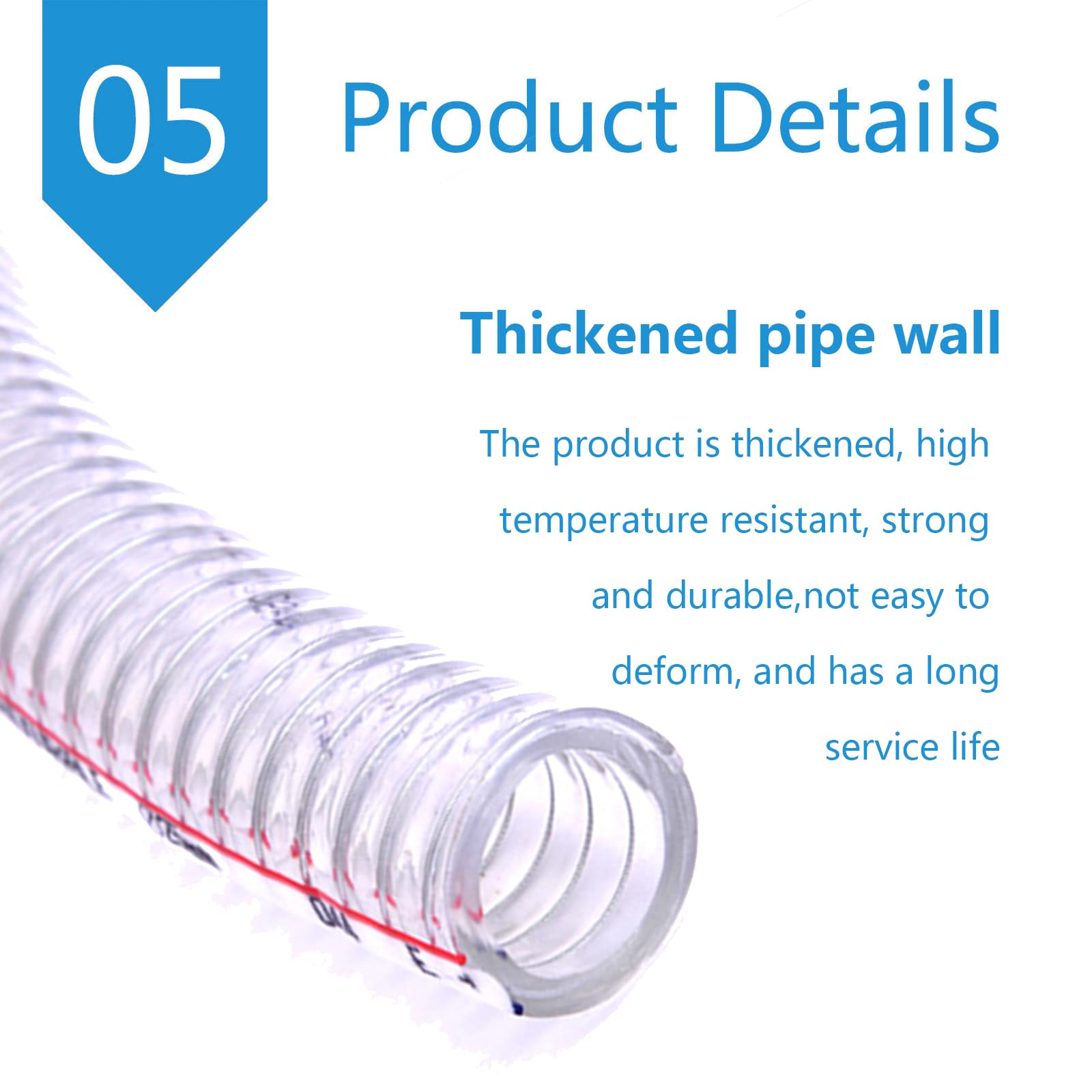 Wąż stalowy PVC o średnicy 75 mm, 1 metr | Przezroczysty wąż PVC z osadzonym spiralnym drutem stalowym do przesyłu oleju wodno-powietrznego(Thickness:5mm)