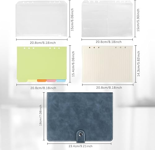 Miniatura 2 de GoodSing Cuaderno de cuero con anillas A5, carpeta A5 de 6 anillos con papeles de repuesto A5, bolsillos para carpetas y separadores de temas, hoja