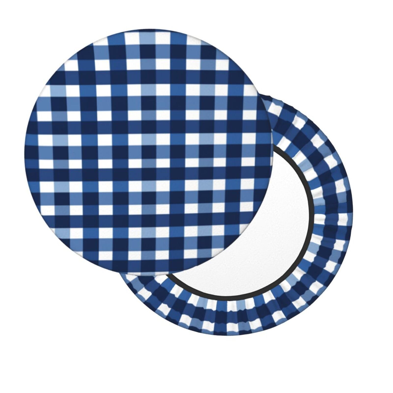 Velvet Bar Stool Covers, Blue Buffalo Check Plaid Round Bar Stool Cover with Thin Pad, 3 Layers Bar Stool Covers Round Comfortable Stool Chair Covers for 12-14" Round Barstool