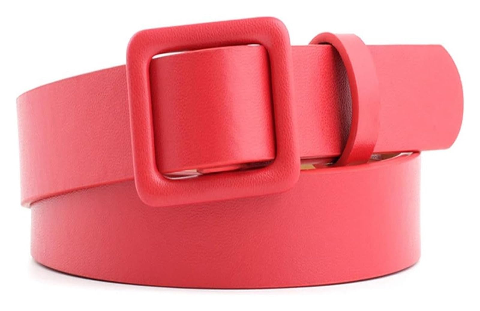 dfEDRd Ladies Waist Belt, 105cm Women Cute Candy Color Leather Waist Belt Dress Jeans Waistband(Red)